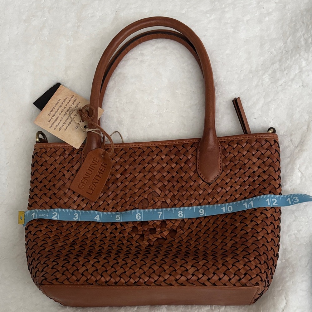 *CLEARANCE* Chic Brown Woven Leather Crossbody Bag Set - Picture 6 of 6